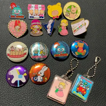 쇼와 레트로 산리오 캔뱃지 핀 배지 마이멜로디 한교동 등