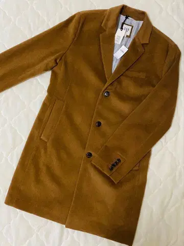 남성용 GAP 체스터 코트 캐시미어 혼방 울 S 카멜