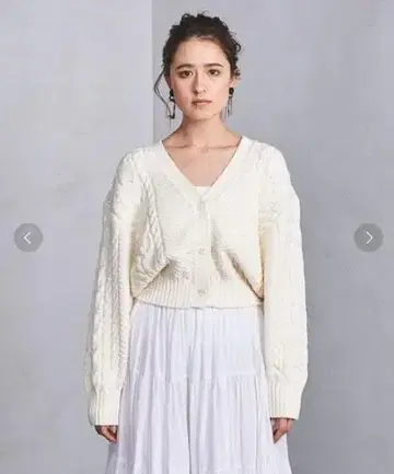 유나이티드 애로우즈 케이블 V넥 숏 니트 가디건 볼레로