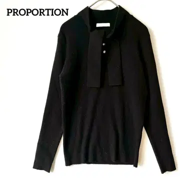 PROPORTION 블랙 보타이 리본 니트 스웨터 긴팔 오피스