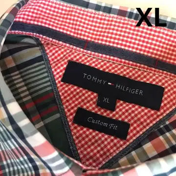 새상품급 타미힐피거 남성용 긴팔 셔츠 XL 그린 체크 빅 사이즈