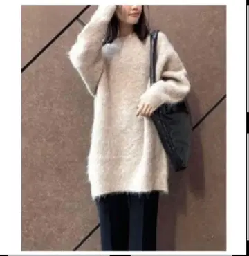 Plage 알파카 샤기 루즈 풀오버 튜닉 원피스