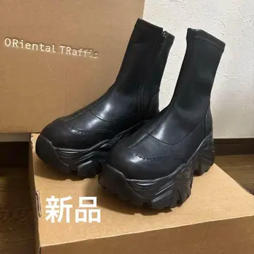 오리엔탈 트래픽 스니커즈 밑창 숏부츠 블랙 블랙 통굽 M