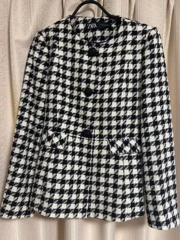 자라 하운드투스 체크 패턴 자켓 자라 코트