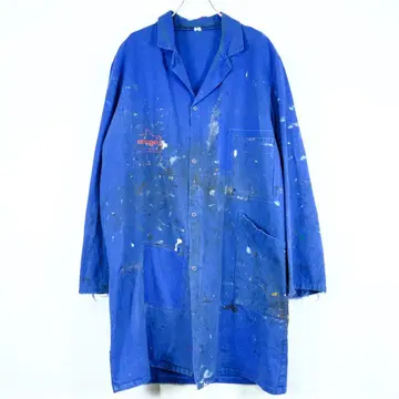 1960~70년대 프랑스 빈티지 보로 페인트 워크 코트 누더기 구제 의류