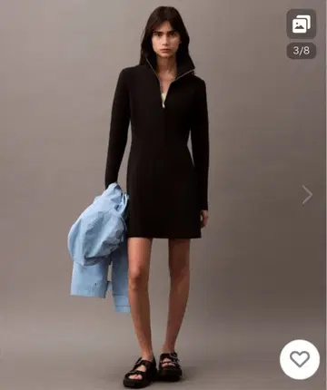 [ 새상품 ] Calvin Klein 핏앤플레어 하프 지퍼 미니 원피스