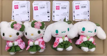 특가 택 포함 새상품 말차 기모노 헬로키티 시나모롤 봉제 인형 4개 세트