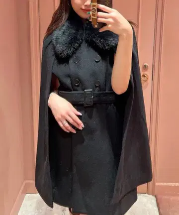 [ 새상품급 ] 인조 모피 칼라 망토 코트