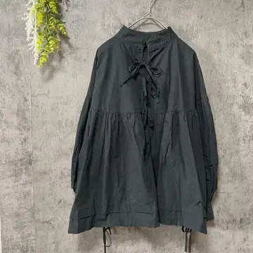 티티베이트 플레어 상의 긴팔 벌룬 소매 리본 루즈핏 S~L