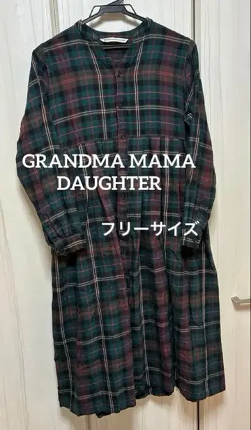 GRANDMA MAMA DAUGHTER 체크 무늬 롱 원피스