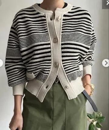 doudou 카노코 보더 니트 가디건
