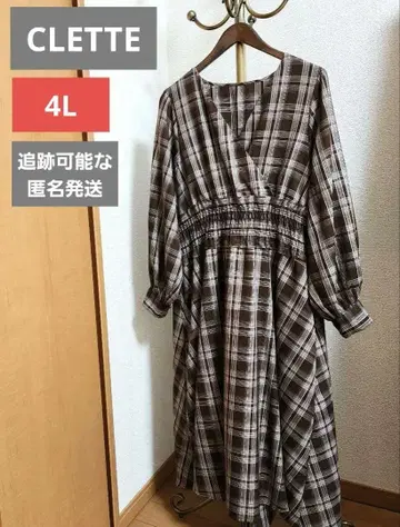 CLETTE 카슈쿨 체크 원피스 4L 브라운 빅 사이즈