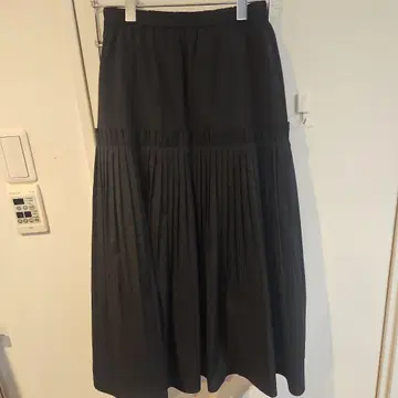 미사용 UNITED ARROWS 블랙 플리츠 롱 스커트