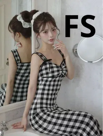 Darich 깅엄 자카드 니트 롱 원피스 FS BLK