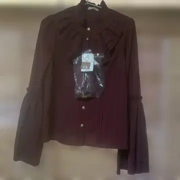 Amavel 프릴 달린 와인 레드 셔츠 F