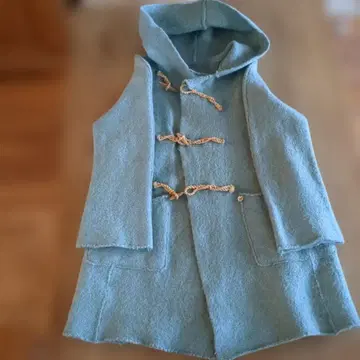 스카이블루 더플 코트 울 혼방