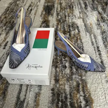 긴자 카네마츠 블루 자수 슬링백 24cm