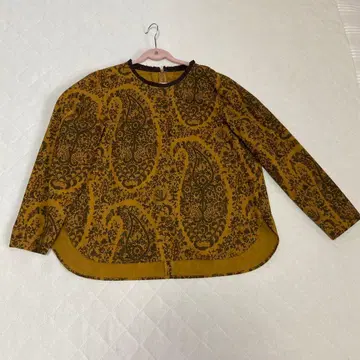 페이즐리 무늬 긴팔 셔츠 머스타드