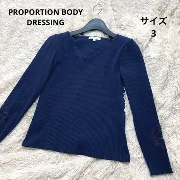 PROPORTION BODY DRESSING 네이비 V넥 리브