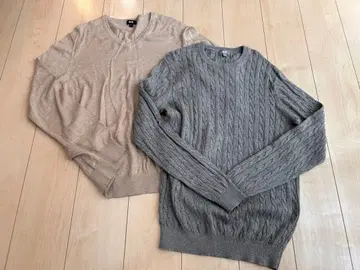 유니클로 남성용 스웨터 그레이 & 베이지 2개 세트