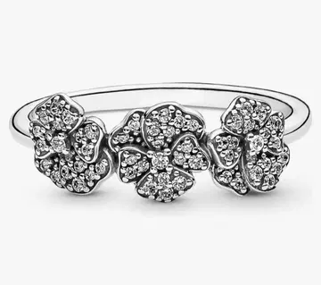 [ 새상품 미사용 ] PANDORA 트리플 팬지 플라워 반지 54호