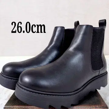 [ 인기 ] 사이드 고어 부츠 웨이브 밑창 통굽 블랙 26cm