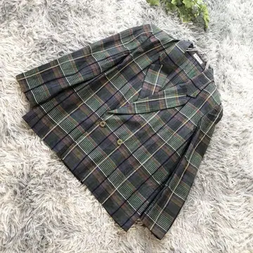 VINVERT [ L 상당 ] 체크 테일러드 자켓 더블 버튼 그린 블랙