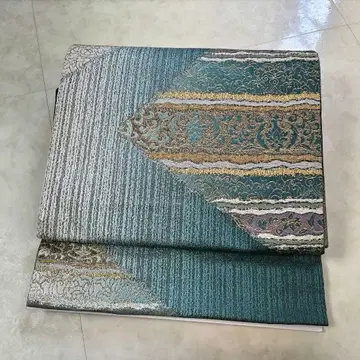 초목 염색 오비 그린 기모노 오비