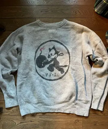 앞 V 립 긴 하메코미 가제트 펠릭스 더 캣 맨투맨 그레이