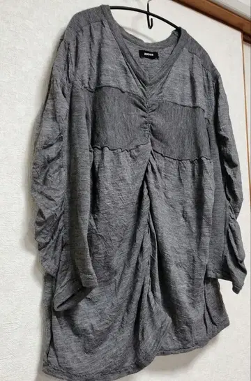 ZUCCA 얇고 부드러운 울 100% 주름 가공 티셔츠 일본제