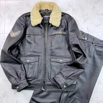 새상품급 할리데이비슨 천연 가죽 가죽 자켓 팬츠 세트