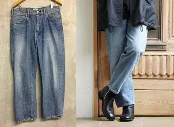 언라이클리 새상품급 24ss 아이스 블루 셀비지 데님 팬츠