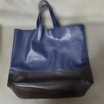 네이비 브라운 토트백 이탈리아제