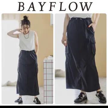 BAYFLOW 블랙 카고 롱 스커트 2