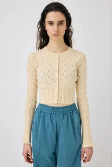 MOUSSY 크로셰 니트 크롭 가디건