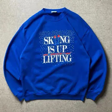 Peacock 90s 맨투맨 트레이닝복 스키 세이지 파랑 블루 XL