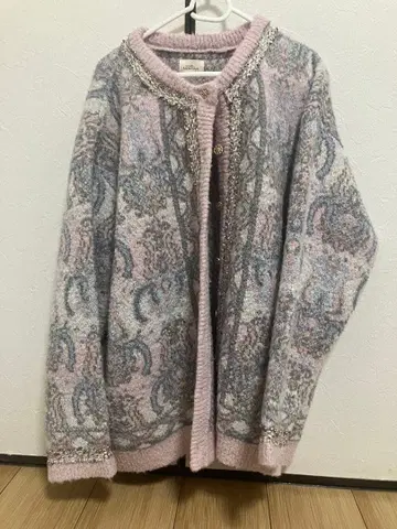 Unitage 부클레 총 패턴 자카드 니트 가디건