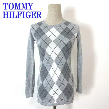타미힐피거 아가일 니트 그레이 코튼 XXS C4631