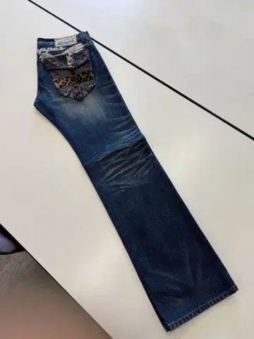 레드 페퍼 블루 데님 팬츠 레오파드 30