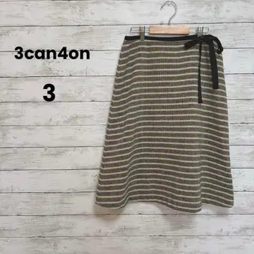 [ 3can4on ] 산칸시온 스커트 (3) 가로 스트라이프 리본 고급