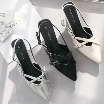 펌프스 백 스트랩 뮬 크로스 스트랩 펌프스 스트랩 블랙