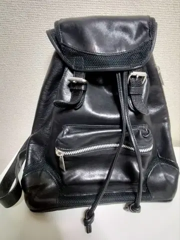 장 폴 고티에 블랙 백팩 가죽 x 메쉬