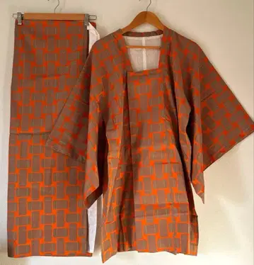 새상품 기모노 일본 의류 비옷 이부식 상하의 레인코트 오렌지 계열