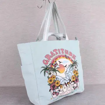 그래픽 프린트 토트백 라이트 블루