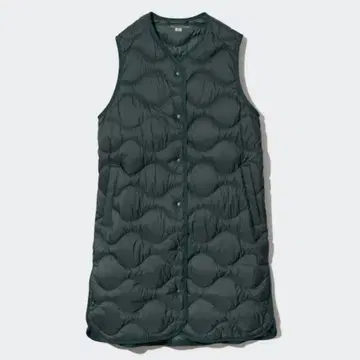 M 사이즈 그린 울트라 라이트 다운 롱 베스트 유니클로