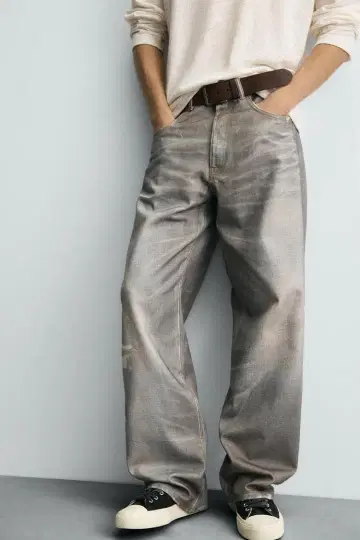 자라 프린트 배기 핏 데님 팬츠 EU40 jp31