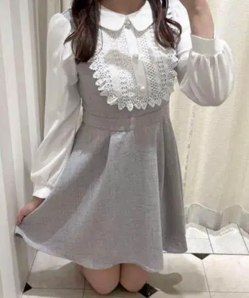 evelyn 옷깃 레이스 턱 원피스 긴팔