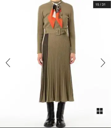 그레이스 콘티넨탈 플리츠 원피스 스카프 포함