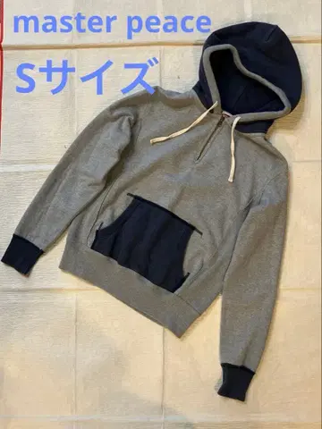 마스터피스 하프 지퍼 후드티 속기모 그레이 네이비 S 사이즈