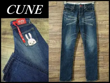 단종 큔 여성 토끼 2가닥 가공 타이트 스트레이트 데님 팬츠